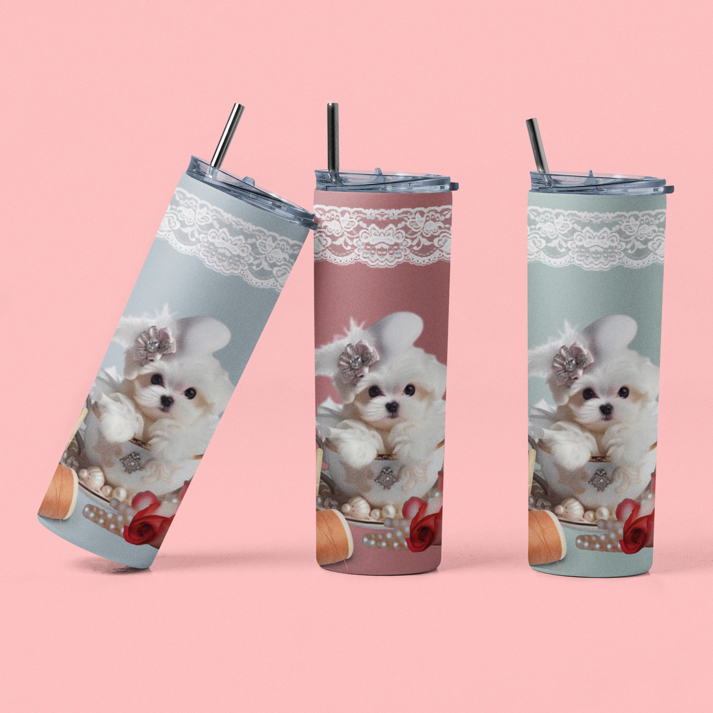 Too Cute Teacup Maltese Puppy Maars Maker Skinny Matte Tumbler, 20oz