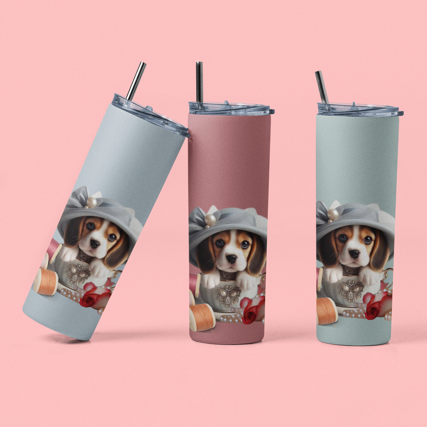 Too Cute Teacup Beagle Puppy Maars Maker Skinny Matte Tumbler, 20oz