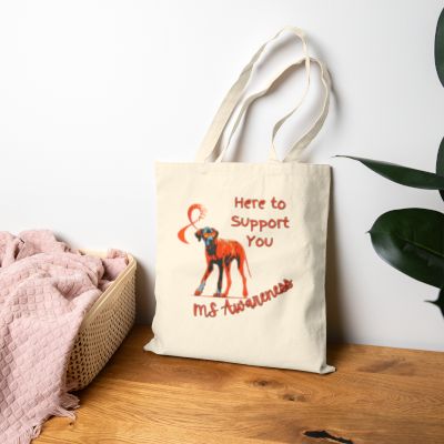Golden Retriever MS Awareness Tote Bag – "Here to Support You" Cotton Canvas Bag