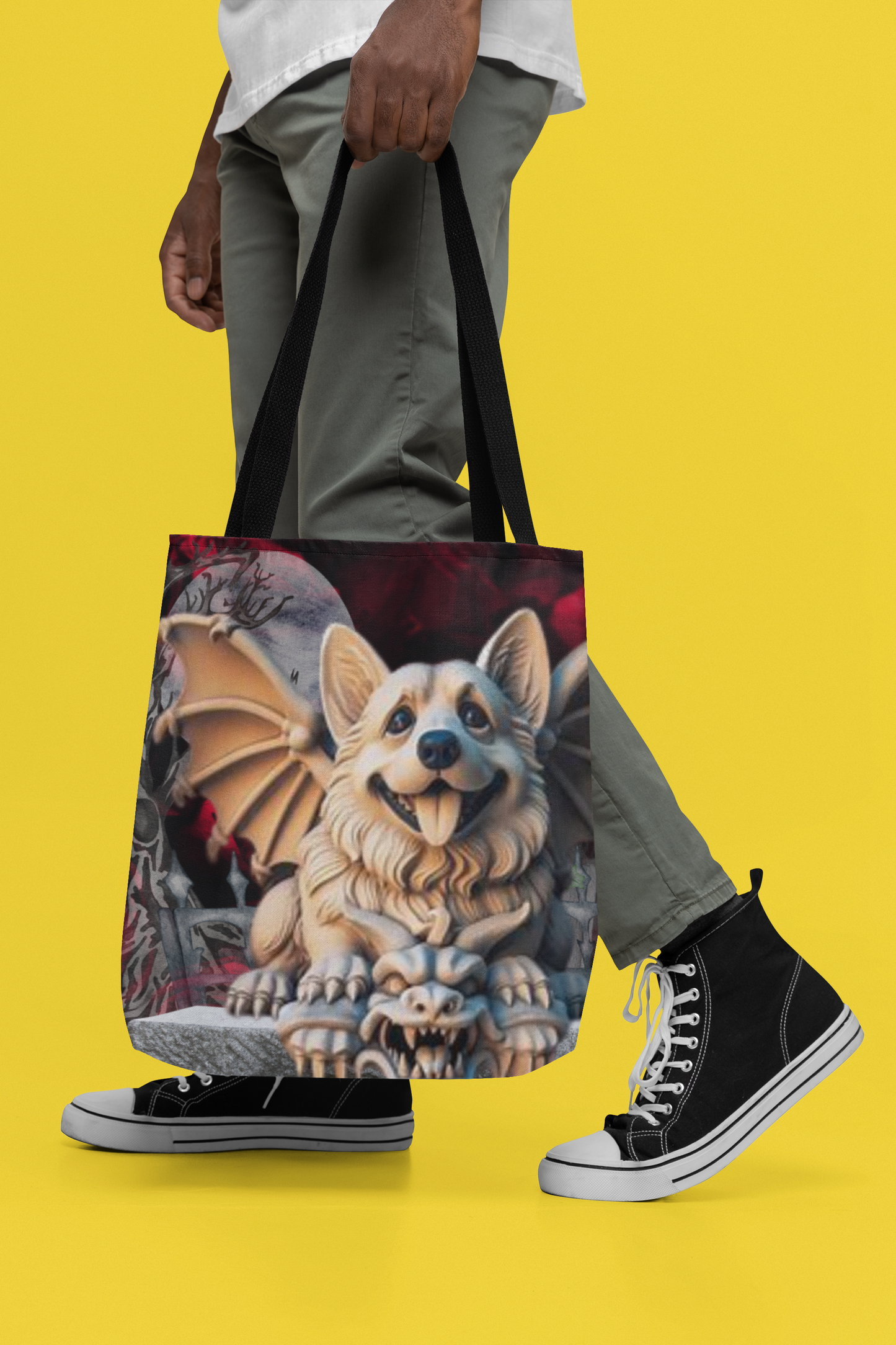 Corgi Guardian Angel Gargoyle Tote Bag Perfect for Trick or treating