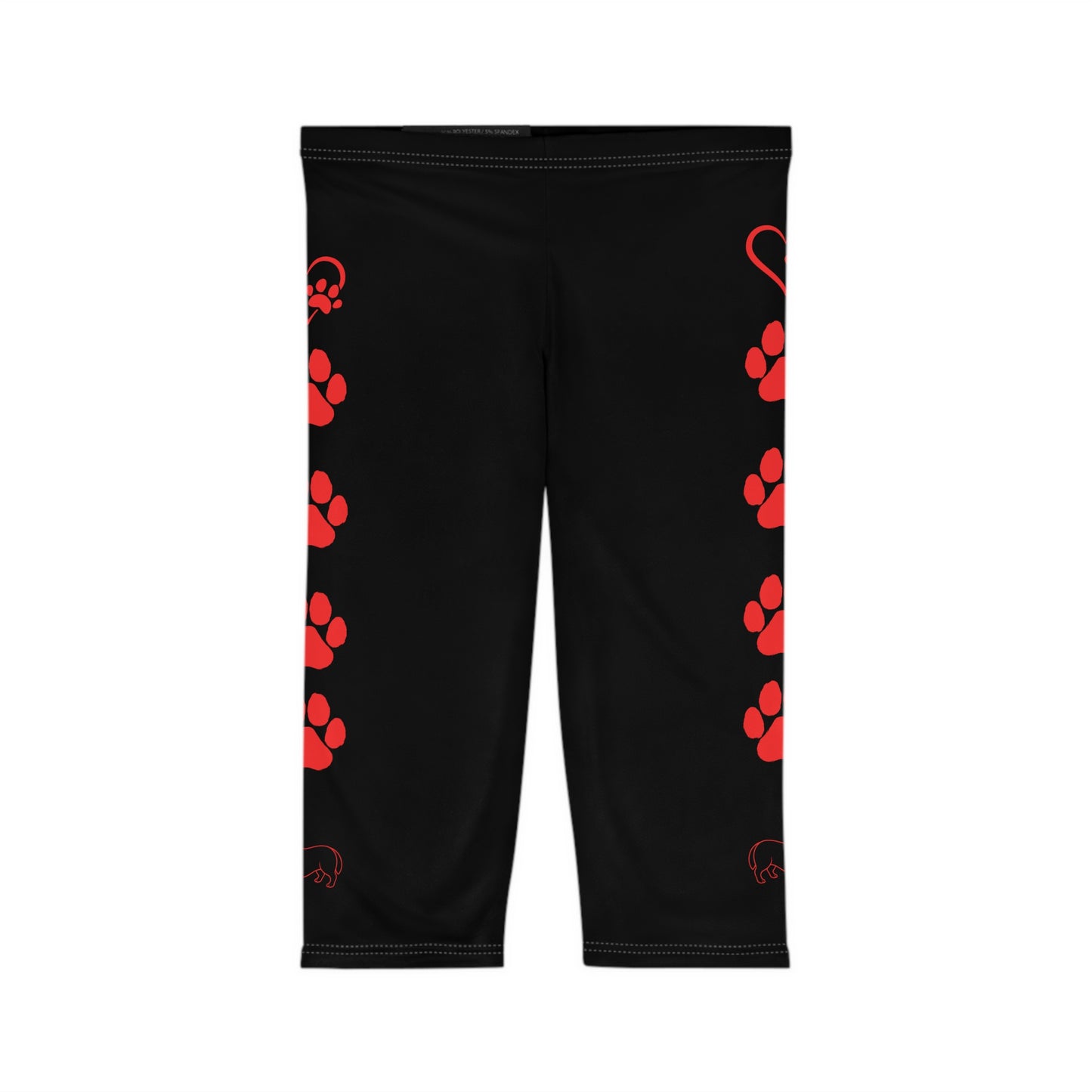 Paw Print and Hearts Corgi Capri Leggings