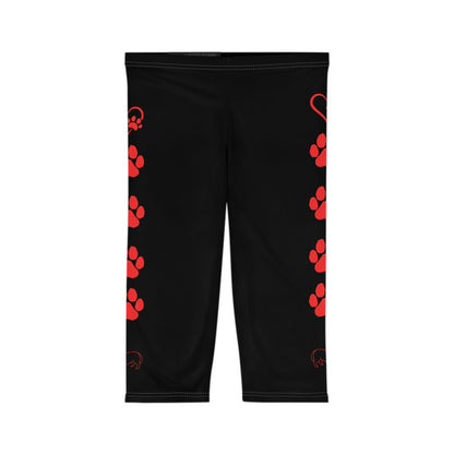 Paw Print and Hearts Corgi Capri Leggings