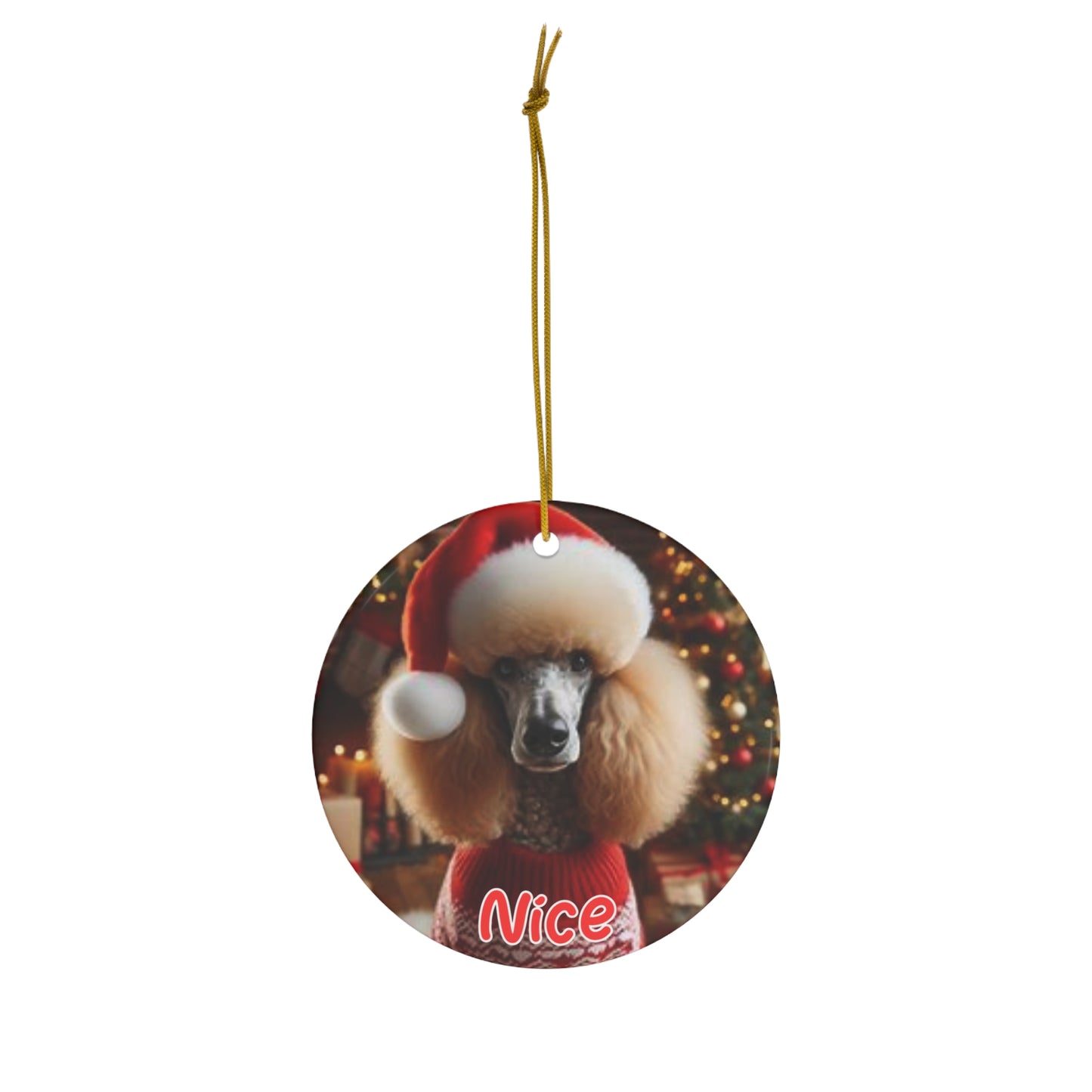 Standard Poodle Naughty or Nice Christmas Ceramic Ornament, 1-Pack