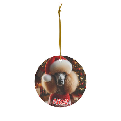 Standard Poodle Naughty or Nice Christmas Ceramic Ornament, 1-Pack