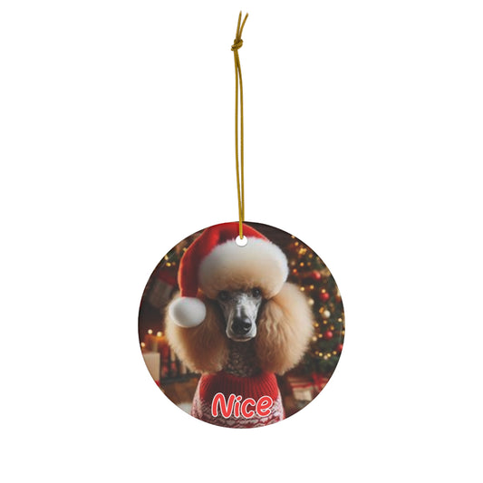 Standard Poodle Naughty or Nice Christmas Ceramic Ornament, 1-Pack