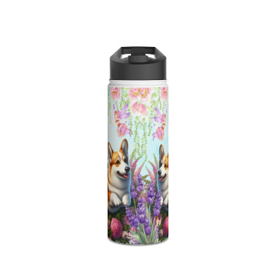 Corgi Fairytale Stainless Steel Water Bottle, Standard Lid