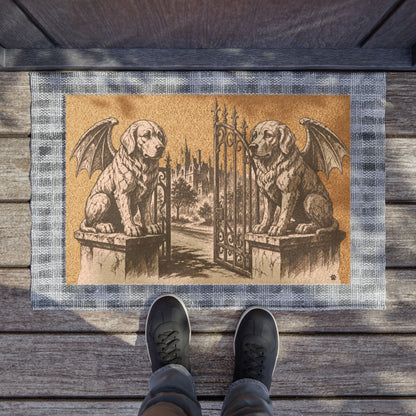 Golden Retriever Gargoyle Angel Gothic Protector Welcome Mat