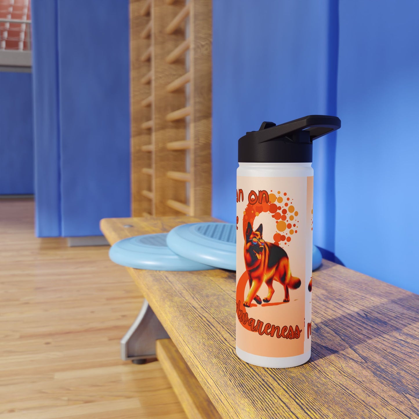 MS Awareness German shepherd "Lean on me" Stainless Steel Water Bottle
