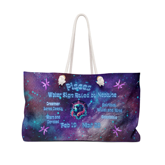 Celestial Zodiac Pisces as  St Bernard Weekender Bag - Dog Breed Zodiac