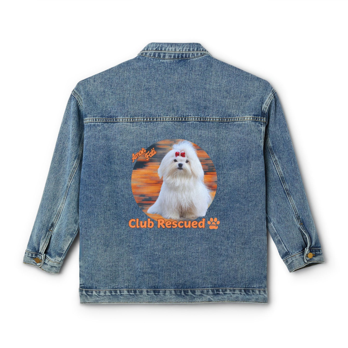 Maltese Club Rescued Women's Denim Jacket "Amor Fati"