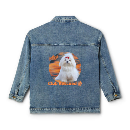 Maltese Club Rescued Women's Denim Jacket "Amor Fati"