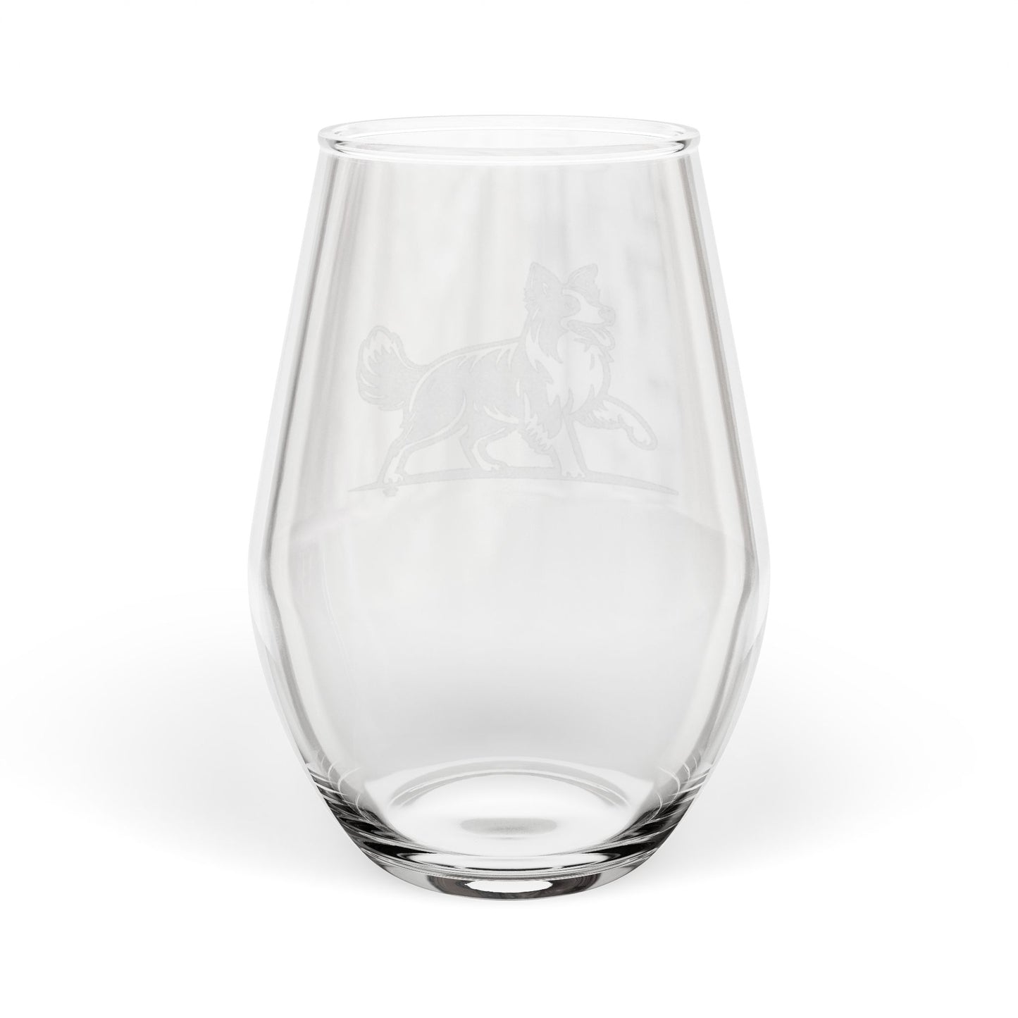 Border Collie Sketch and Serve Engraved Stemless Wineglass