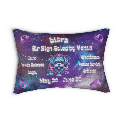 Celestial Zodiac Libra as Shih Tzu Spun Polyester Lumbar Pillow - Dog Breed Zodiac