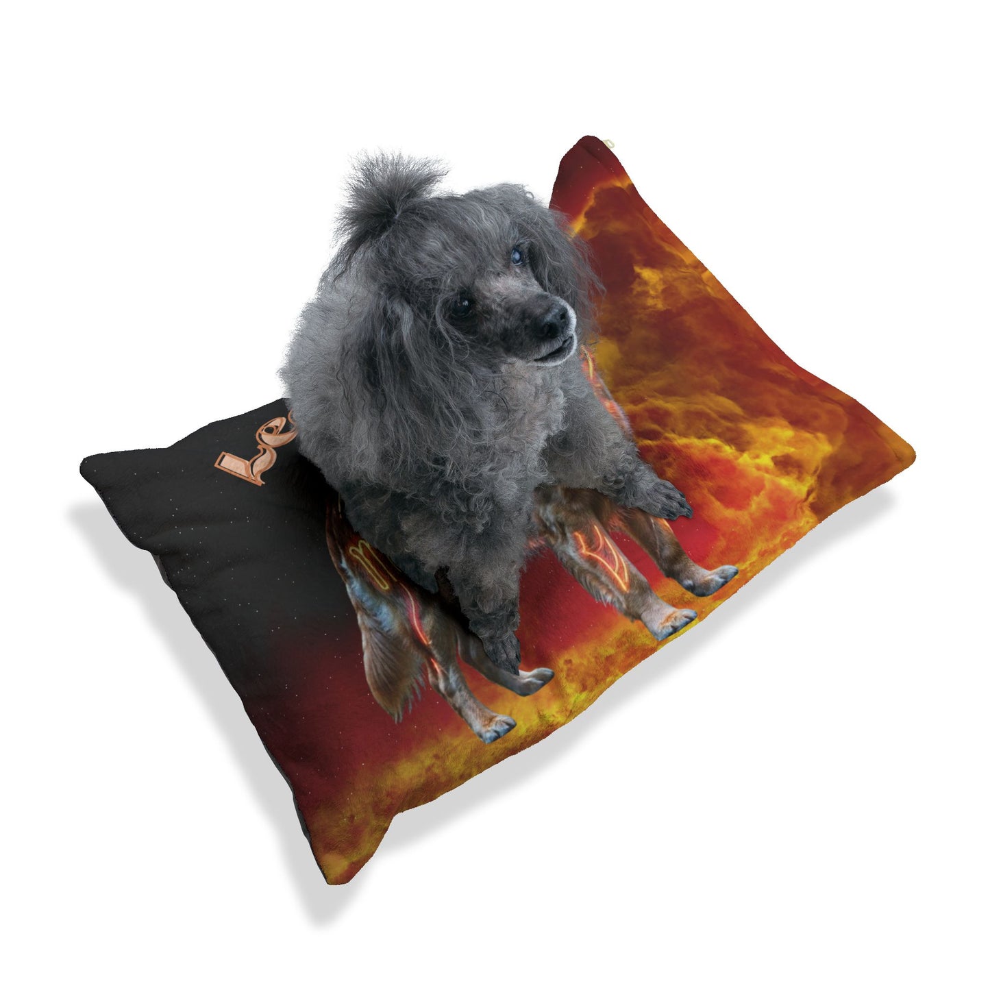 Leo Zodiac Dog Bed – Fiery Golden Retriever Celestial Pet Cushion & Astrology Dog Bed