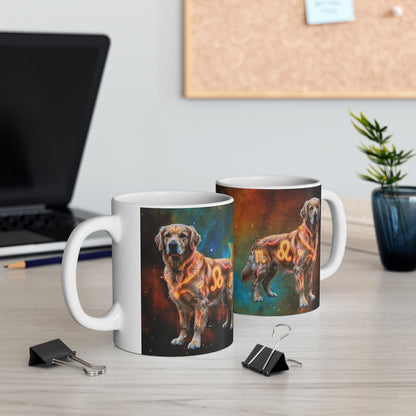 Golden Retriever Leo Zodiac Ceramic Mug - Celestial Astrology Coffee Cup