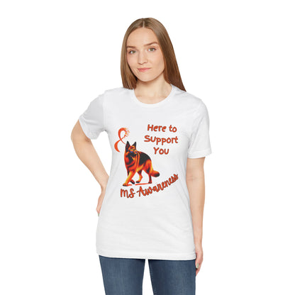 MS Awareness German Shepherd Orange Ribbon Support Design T-shirt.