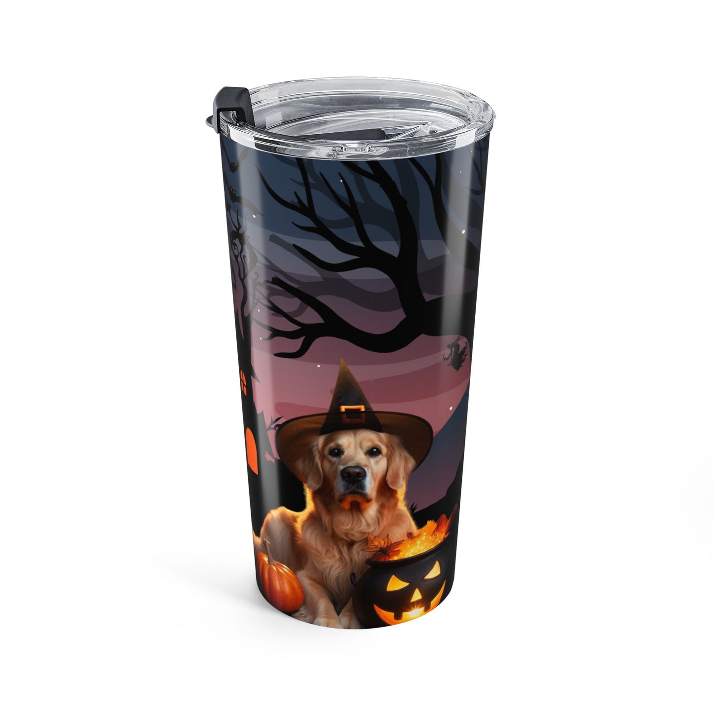 Golden Retriever Haunted Witch Coffee Tumbler
