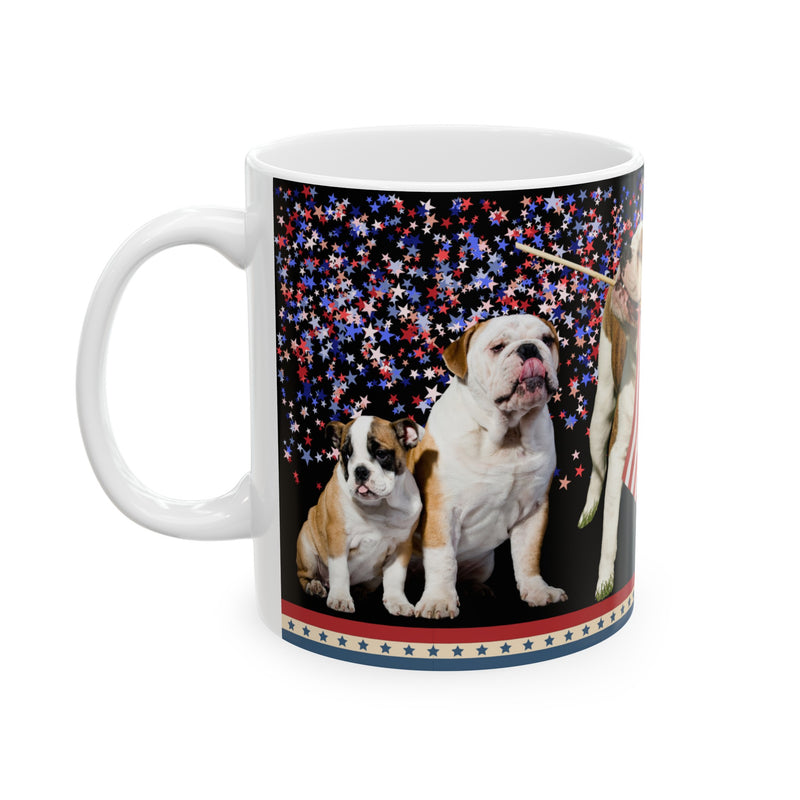 American Bulldog Pack Ceramic Mug 11oz Patriotic Design