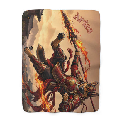 Aries German Shepherd Warrior Sherpa Blanket