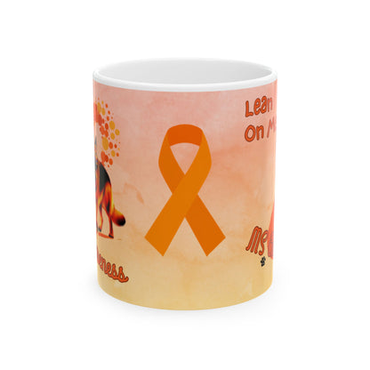 German Shepherd MS Awareness Ceramic Mug - "Lean on Me" Mobility Service Dog Coffee Cup