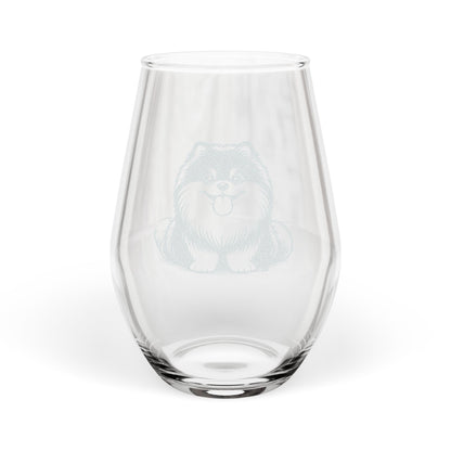 Pomsky Sketch and Serve Engraved Stemless Wineglass