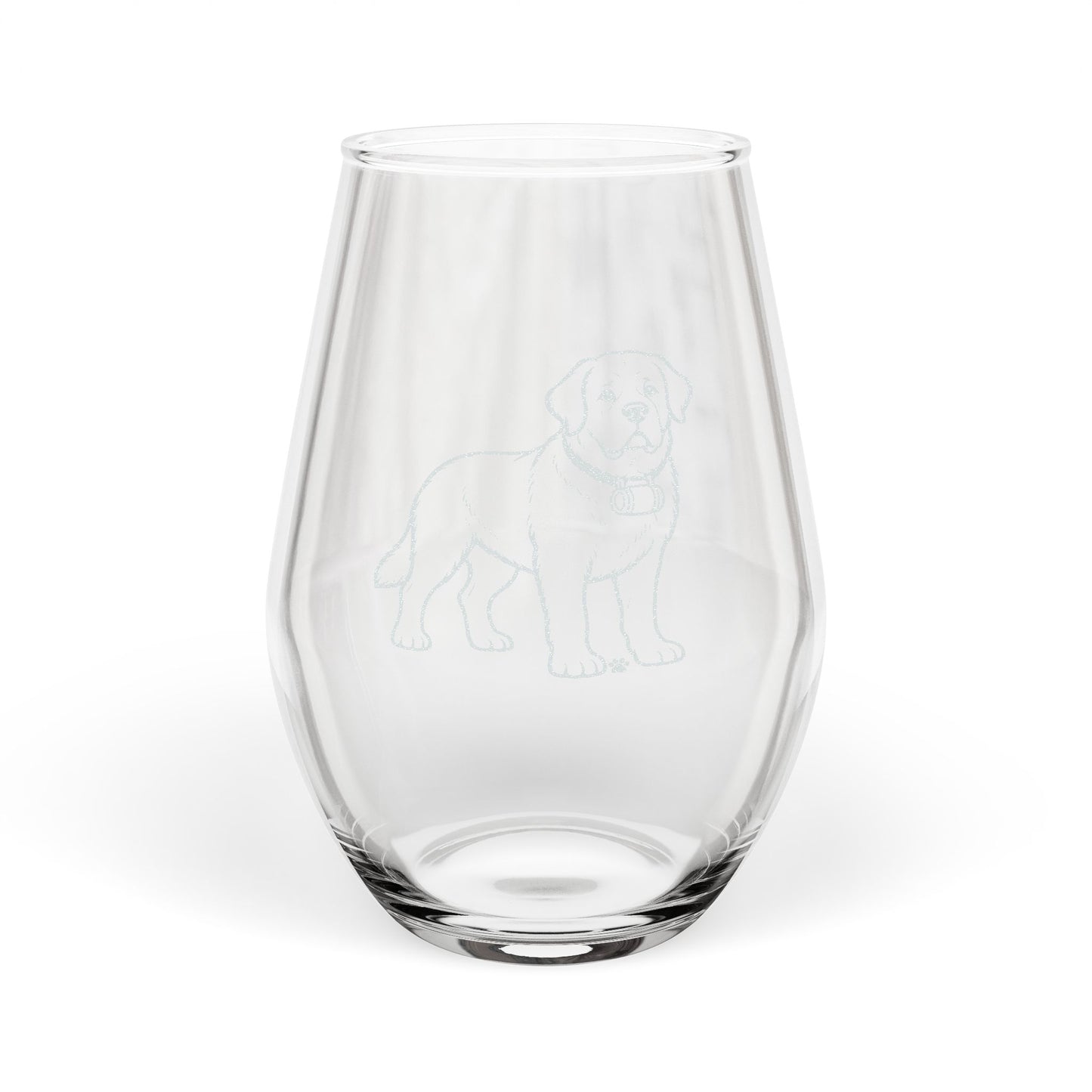 Saint Bernard Sketch and Serve Engraved Stemless Wineglass