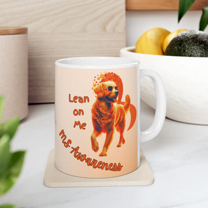 Golden Retriever MS Awareness Coffee Mug – "Lean on Me" Ceramic Mug