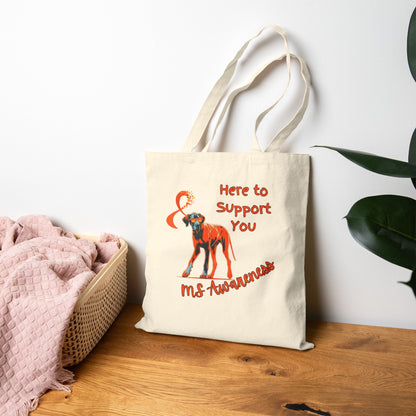 MS Awareness Great Dane Here to support you Cotton Canvas Tote Bag