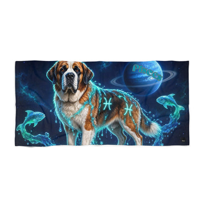Pisces Saint Bernard Celestial Beach Towel