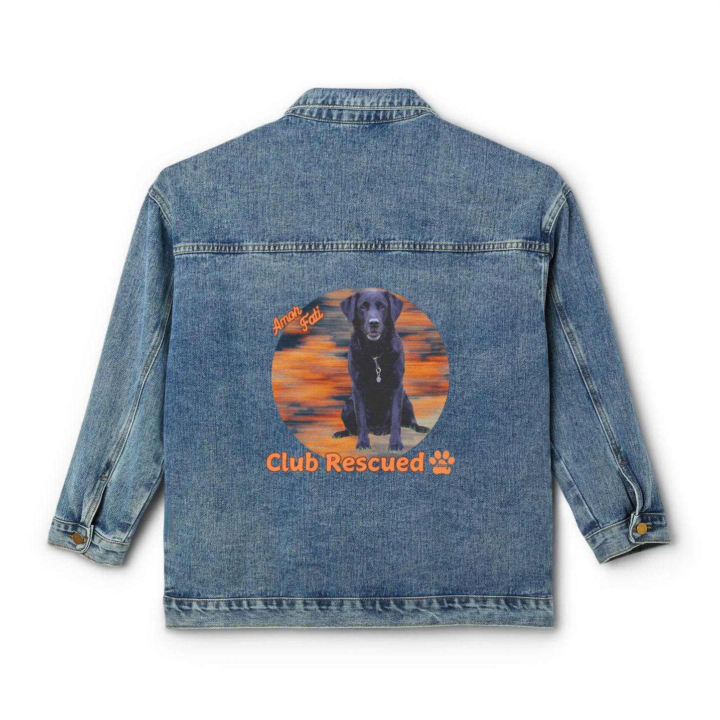 Black Labrador Retriever Club Rescued Women's Denim Jacket "Amor Fati"