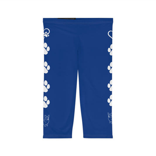 Paw Print and Corgi  Women's Capri Leggings,