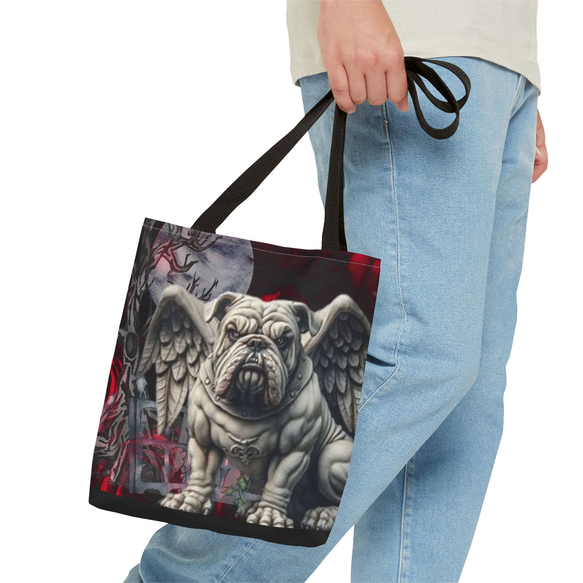 American Bulldog Angelic Gargoyle Protector Tote Bag
