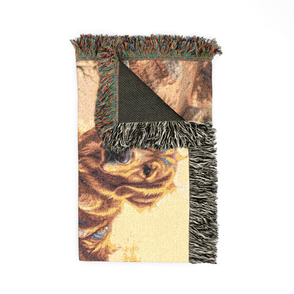Leo Zodiac Golden Retriever Woven Blanket | Fire Sign Tapestry Throw with Fringe | Boho Astrological Dog Lover Gift | Couch & Wall Decor