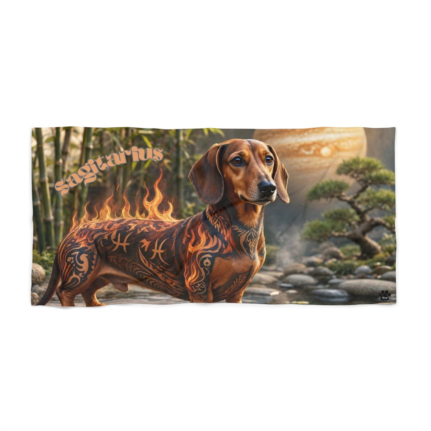 Sagittarius Dachshund Elements Beach Towel