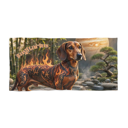 Sagittarius Dachshund Elements Beach Towel