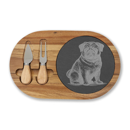 Pug Engraved Charcuterie Board, Dog Lover Cheese Board & Serving Platter