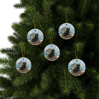 Cancer Zodiac Rottweiler Elements Text-Free Premium Ceramic Ornament