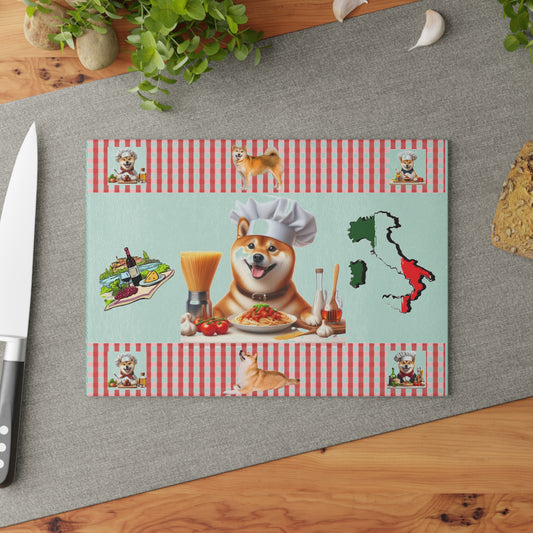 Shiba Inu Chef Glass Cutting Board, Dog Lover Gift, Kitchen Decor, Cooking Accessory, Unique Kitchen Gadgets