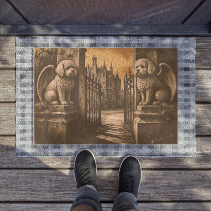 Bichon Frise Gargoyle Angel Gothic Protector Welcome Mat