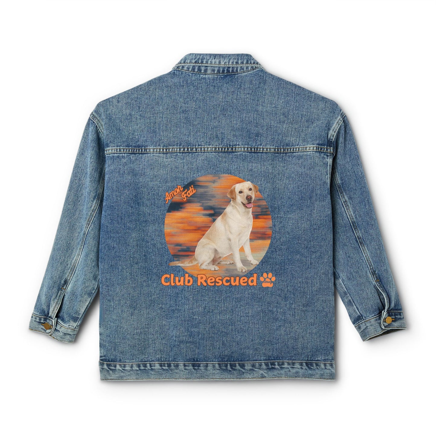 Golden Labrador Retriever Club Rescued Women's Denim Jacket "Amor Fati"