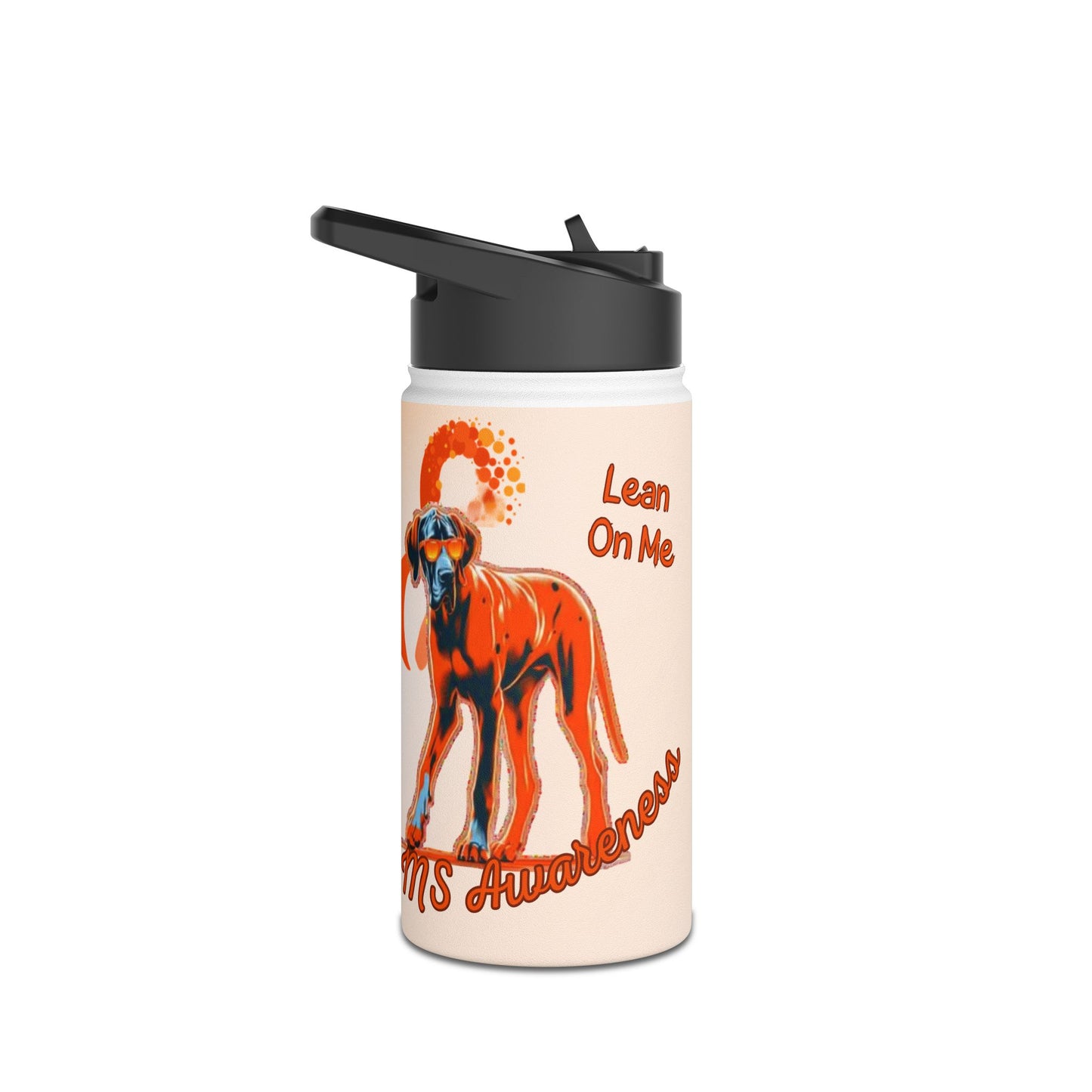 Great Dane "Lean on Me" MS Awareness Stainless Steel Water Bottle