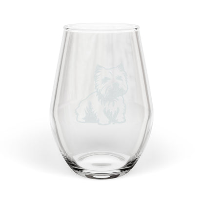 West Highland Terrier Sketch and Serve Engraved Stemless Wine glass