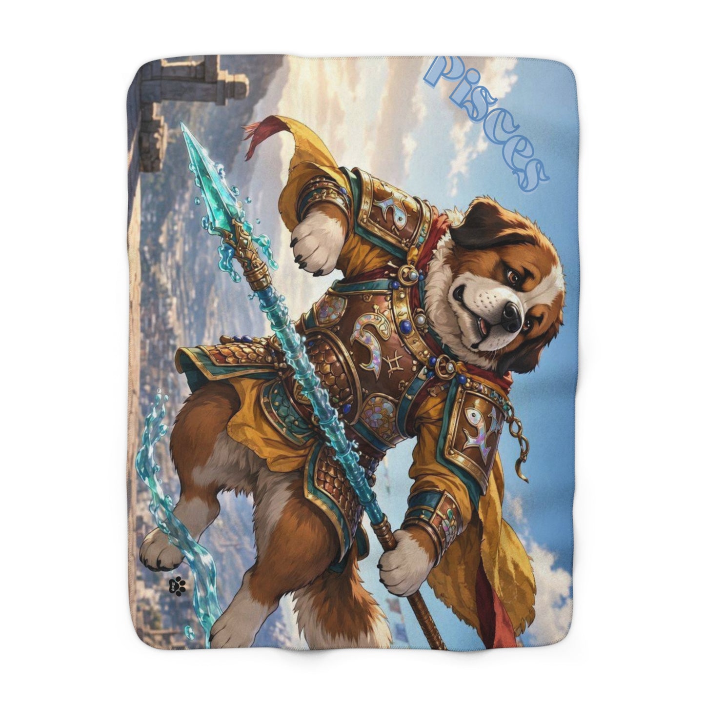 Pisces Saint Bernard Warrior Sherpa Blanket