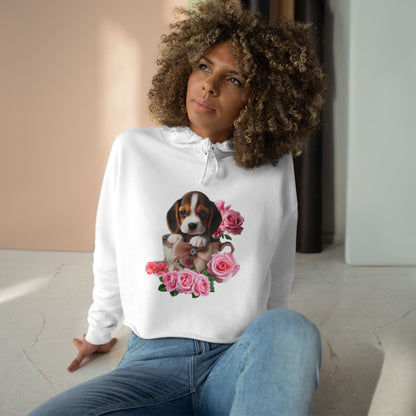 Too Cute Beagle Teacup Puppy Cropped Hoodie
