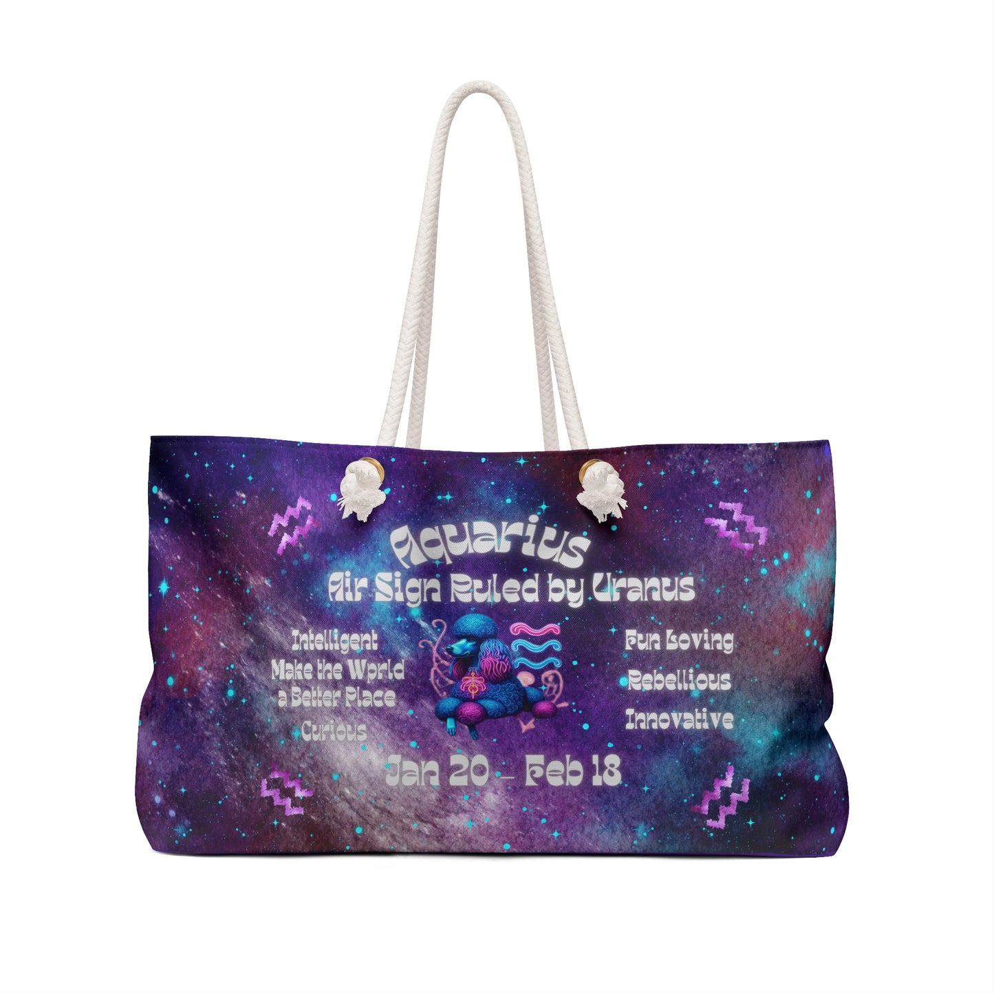 Celestial Zodiac Aquarius as Poodle Weekender Bag - Dog Breed Zodiac