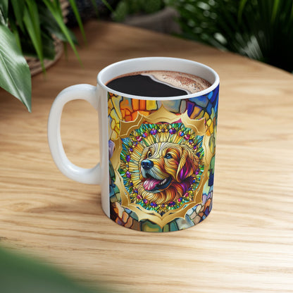 Golden Retriever Stained Glass Ceramic Mug