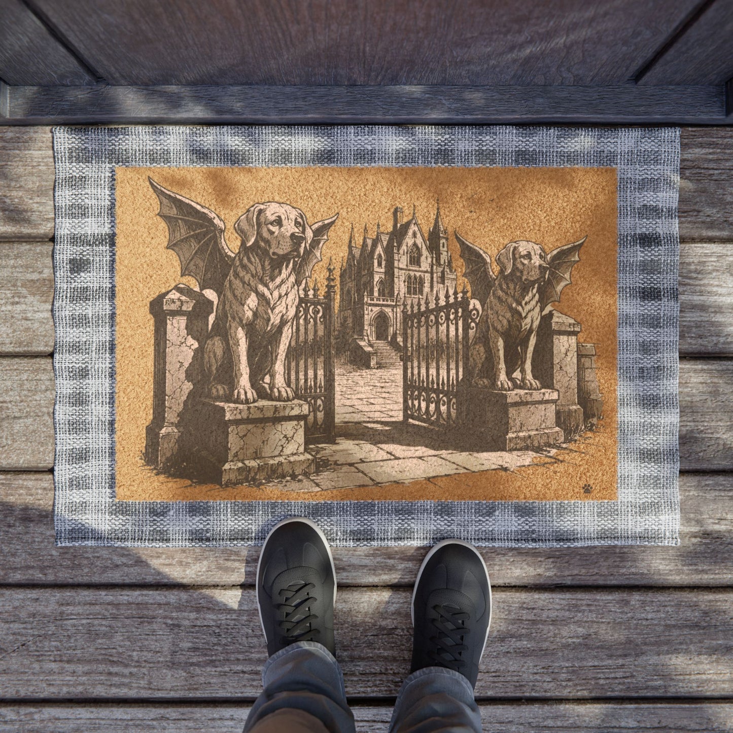 Labrador Retriever Gargoyle Angel Gothic Protector Welcome Mat