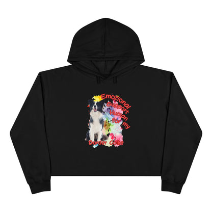 Emotional Support Human for My Border Collie Crop Hoodie - Cute Pet Lover Gift