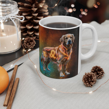 Golden Retriever Leo Zodiac Ceramic Mug - Celestial Astrology Coffee Cup