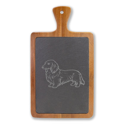 Long Hair Dachshund Engraved Charcuterie Board, Dog Lover Cheese Board & Serving Platter